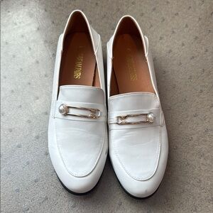 White Loafers with Pearl Detail